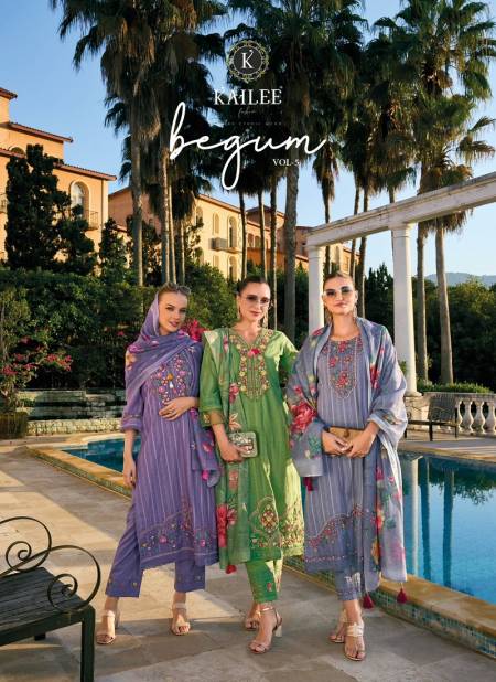 Begum Vol 5 By kailee 42501 to 42508 Pure Cotton Designer Kurti With Bottom Dupatta Wholesalers In Delhi Catalog